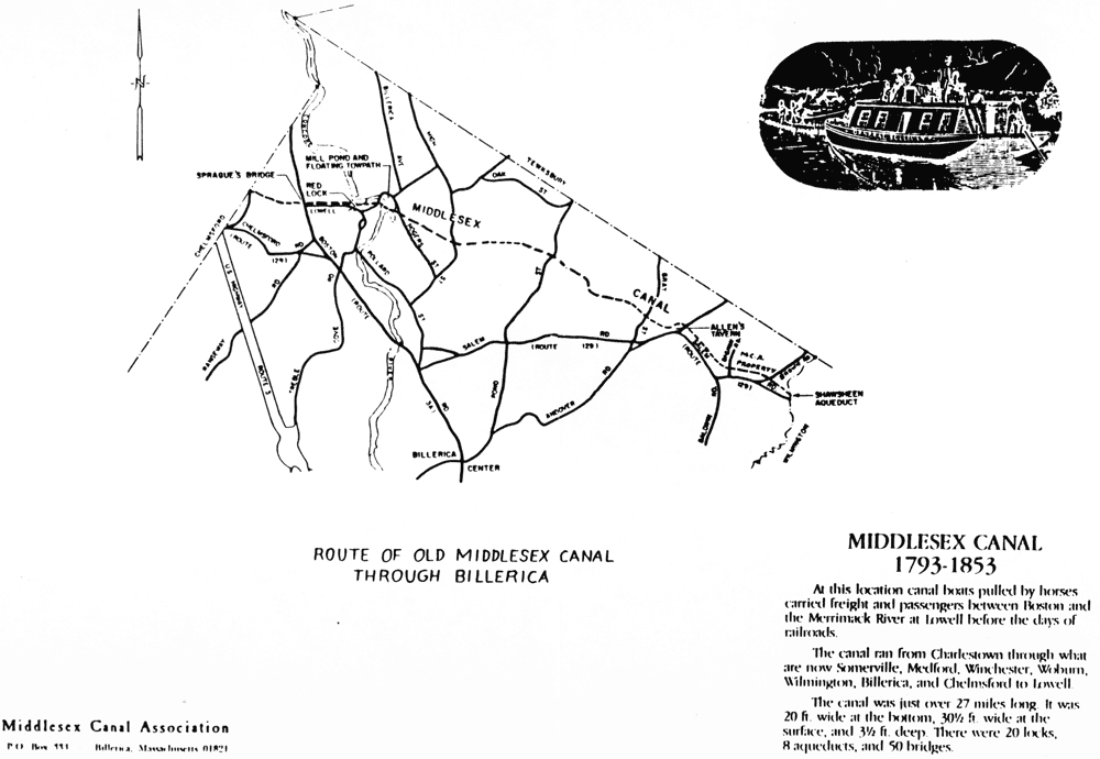 Route of Old Middlesex Canal through Billerica