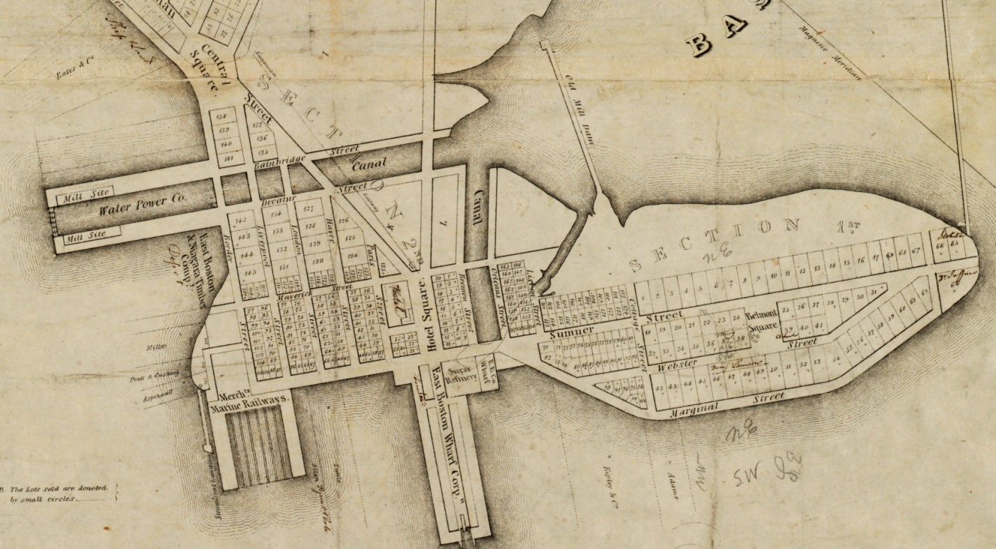 Detail from Plan of East Boston Shewing the Location of the Mill Dam and Other Improvements. (Boston: Pendleton's Lithography, 1834).