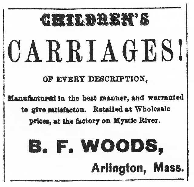 Advertisement for Children's Carriages from Richard Duffy. The Tinkham Brothers Tide Mill.