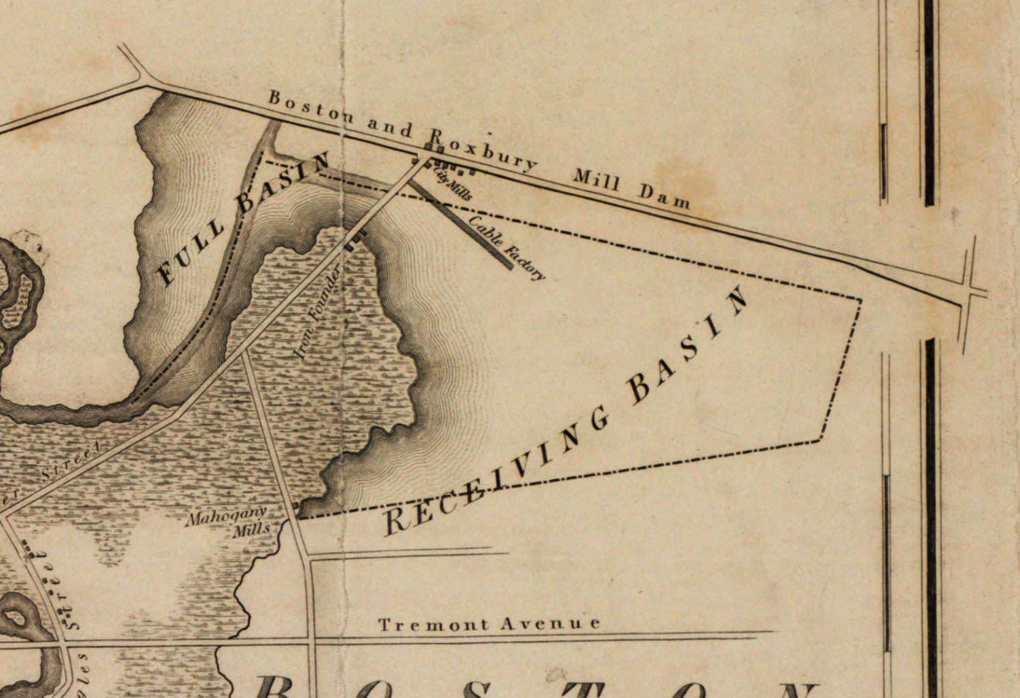 Map of the Town of Roxbury Surveyed by John G. Hales (1834) - from the Leventhal Map & Education Center, Boston Public Library