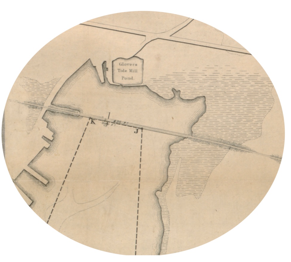 Detail from Bradley, W. H. Plan of Neponset River and Part of Dorchester Bay Showing the Harbor Lines. (Boston, 1854)