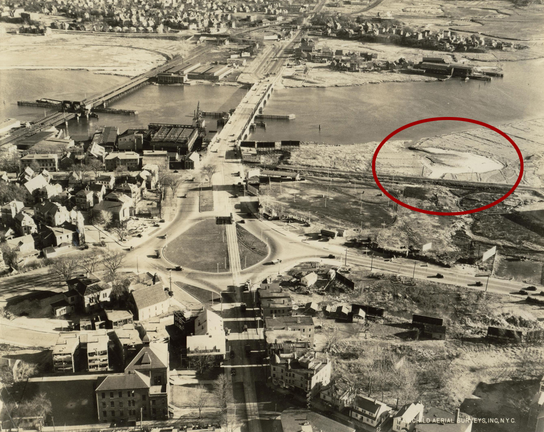Aerial View of Neponset Circle and Neponset River - photograph of Neponset Circle, Dec. 18, 1935 by Fairchild Aerial Services. - courtesy of Emy Thomas.