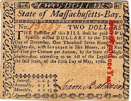 Two Dollar Bill signed by Loammi Baldwin
